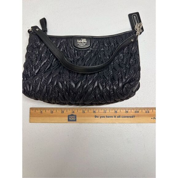 COACH 70th Anniversary Madison Pleated Chevron Pochette In Black - Picture 5 of 7